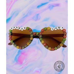 Voodoo Lady Festival Party Bling Mandala Bead Brown Heart Sunglasses